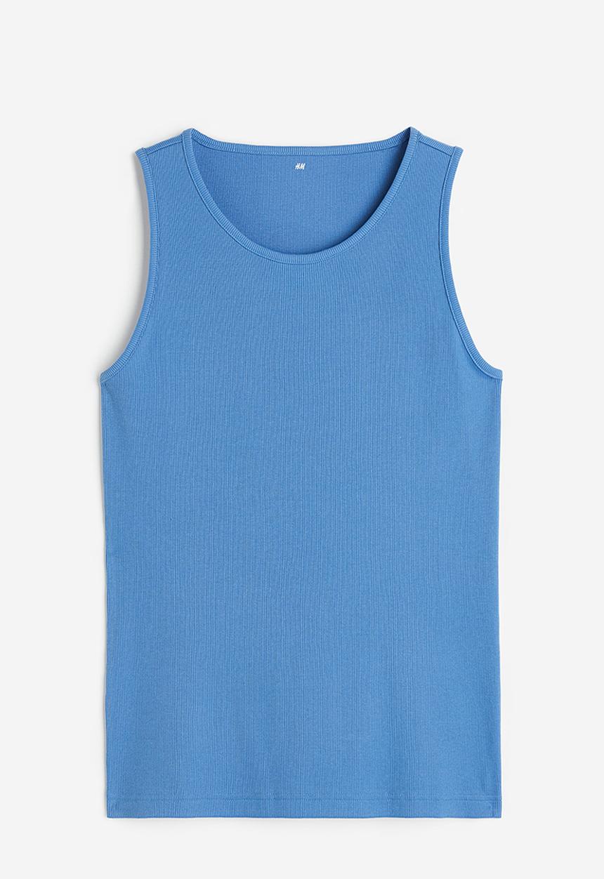H&M - Slim fit ribbed vest top - light blue