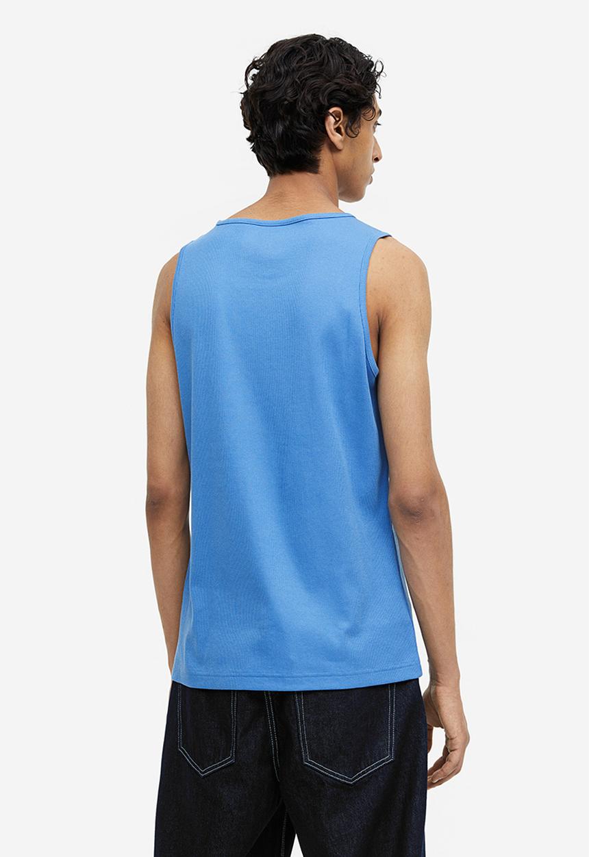 H&M - Slim fit ribbed vest top - light blue