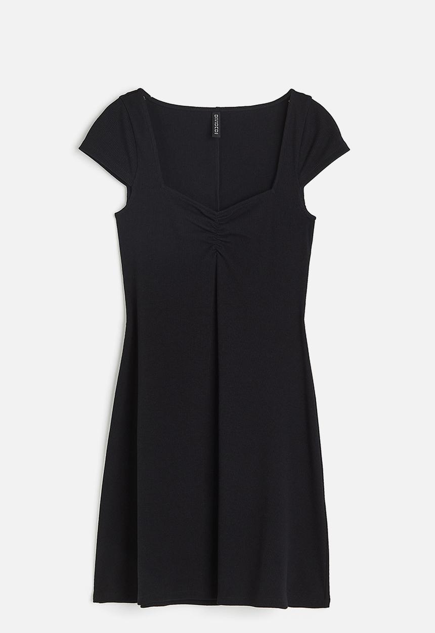 H&M - Cap-sleeved jersey dress - black