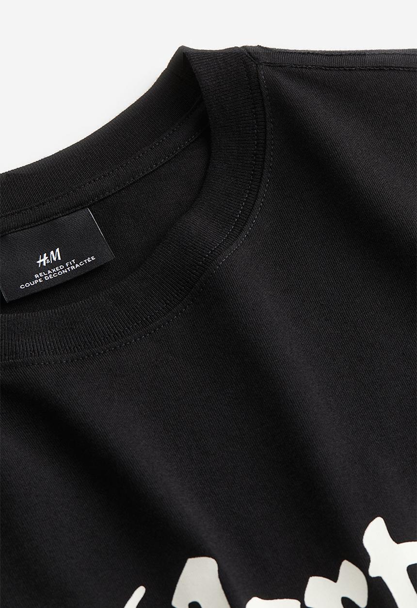 H&M - Relaxed fit printed t-shirt - black/new york