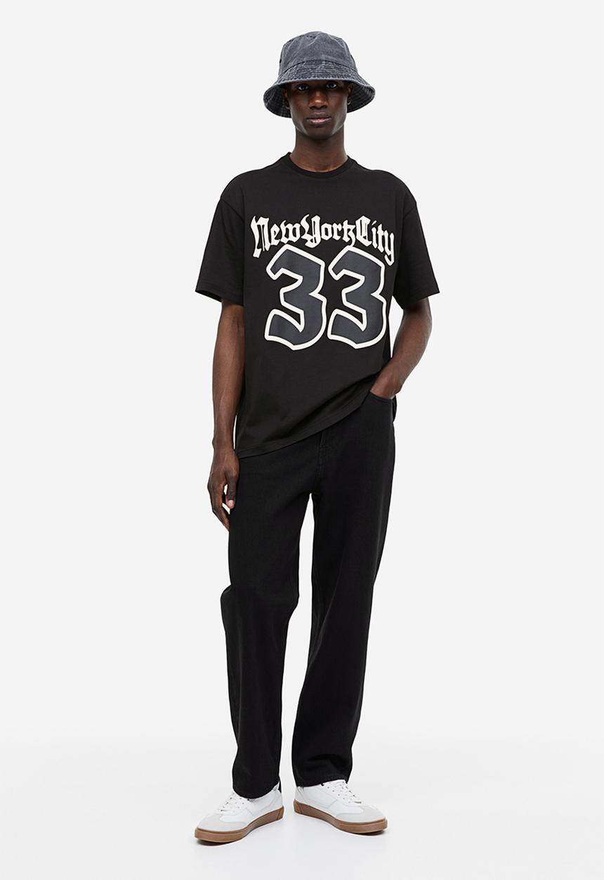 H&M - Relaxed fit printed t-shirt - black/new york