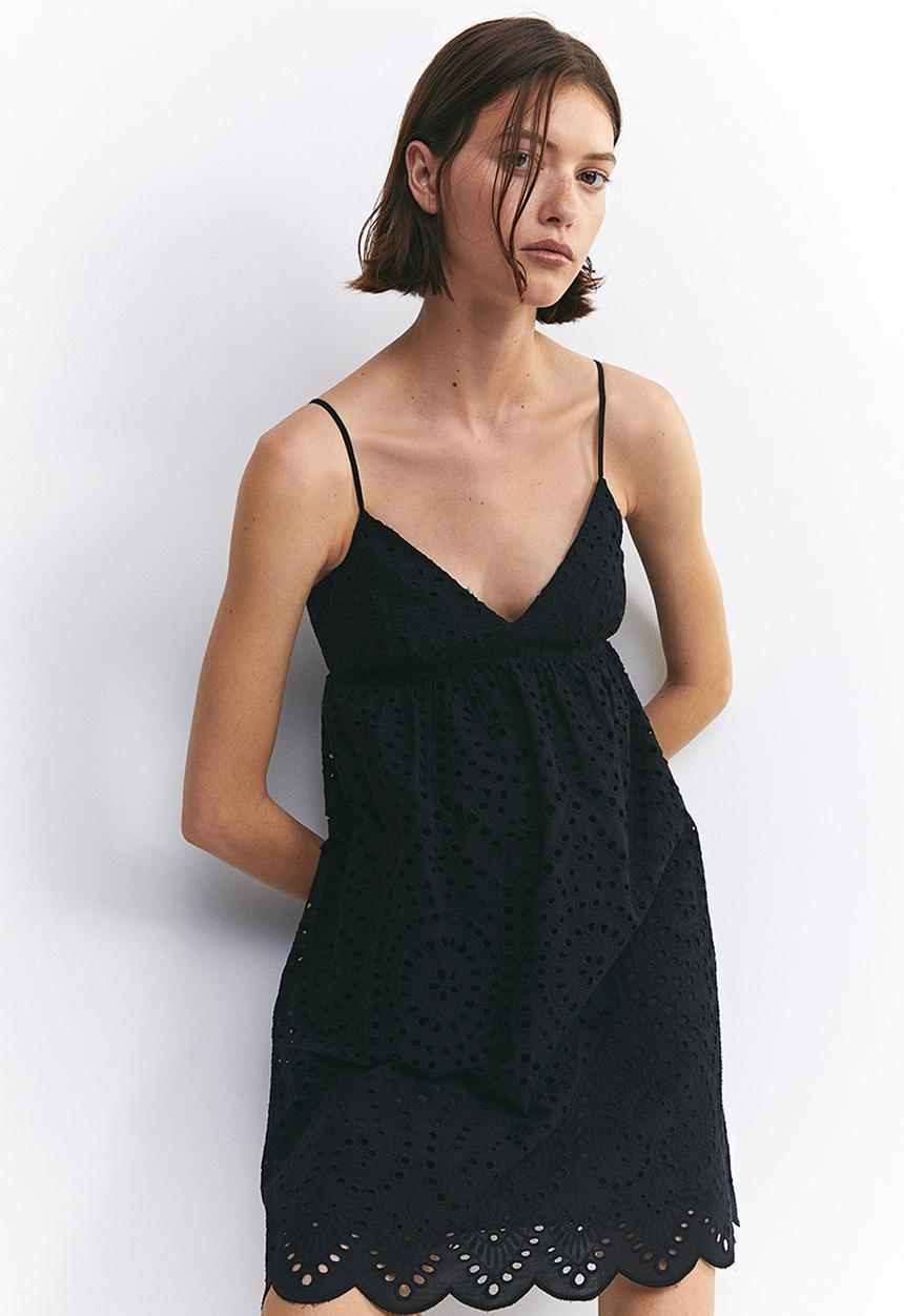 H&M - Broderie anglaise dress - black