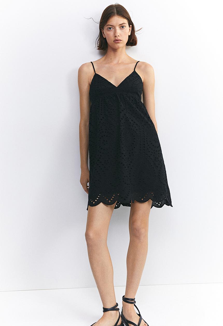 H&M - Broderie anglaise dress - black