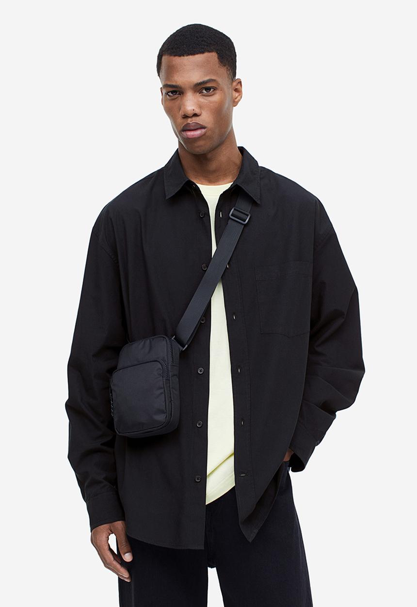 H&M - Relaxed fit poplin shirt - black