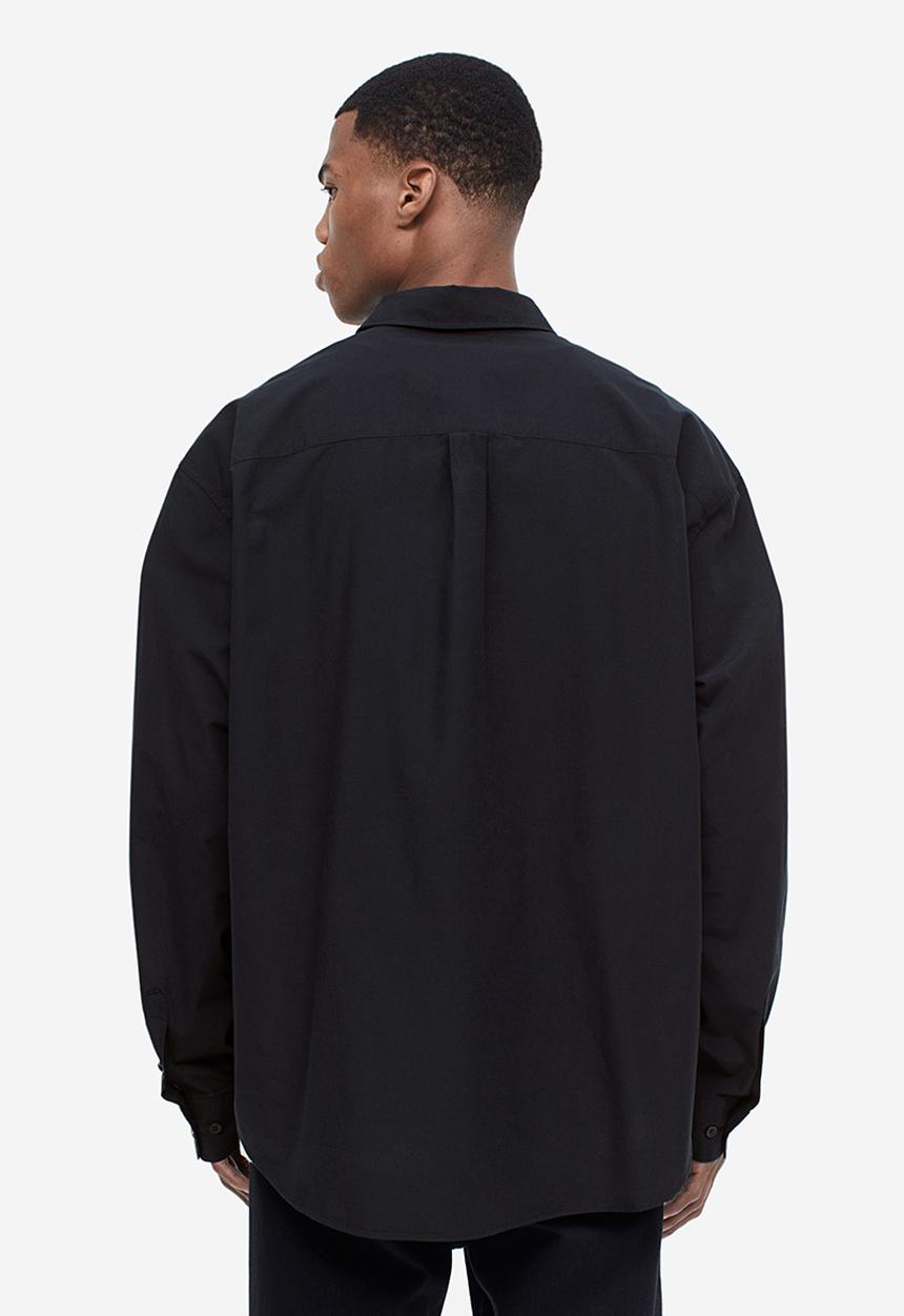 H&M - Relaxed fit poplin shirt - black
