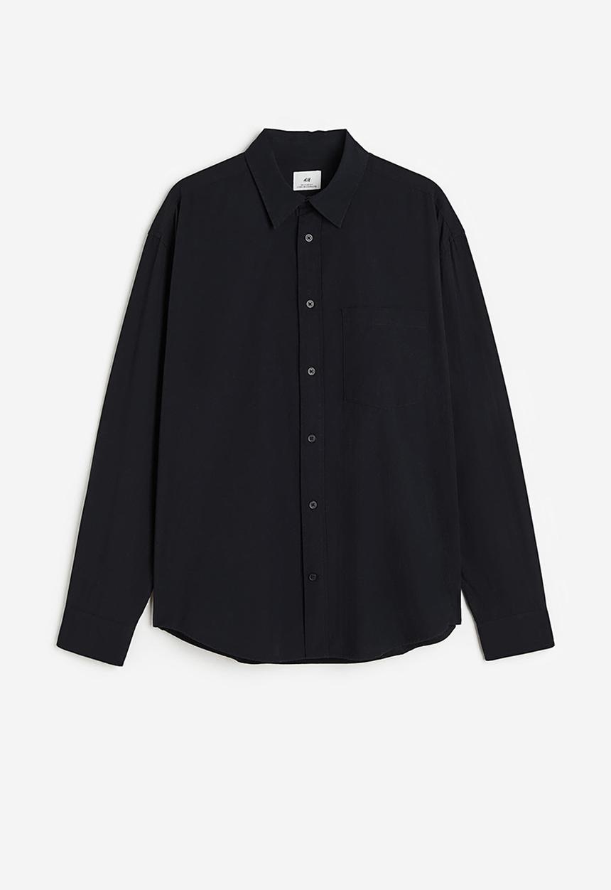 H&M - Relaxed fit poplin shirt - black
