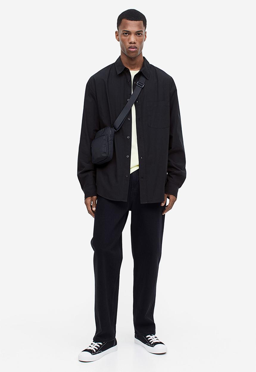 H&M - Relaxed fit poplin shirt - black
