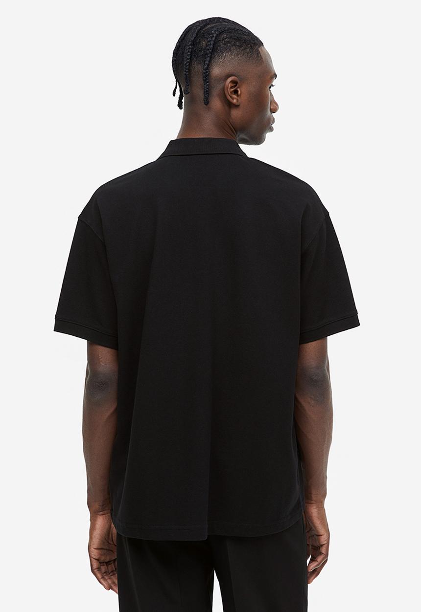 H&M - Relaxed fit piqué polo shirt - black