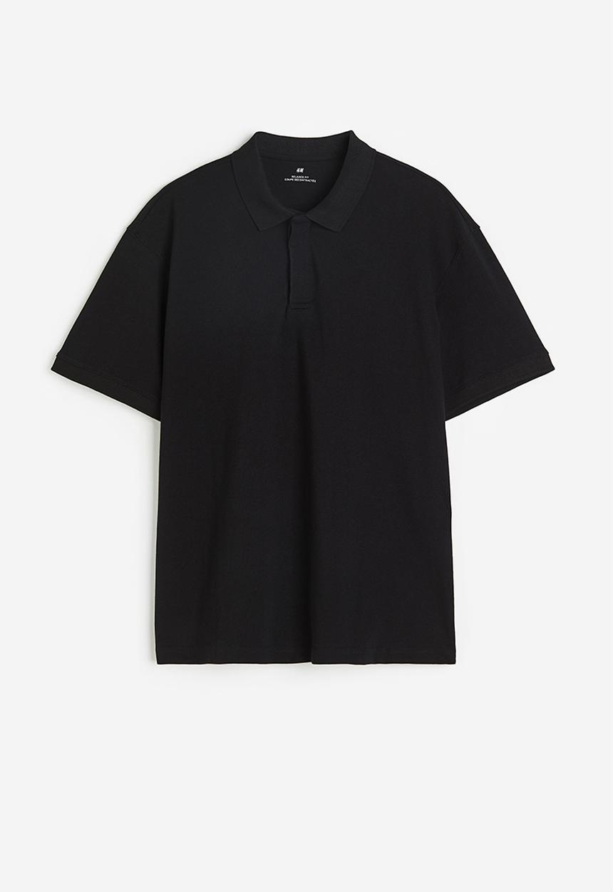 H&M - Relaxed fit piqué polo shirt - black