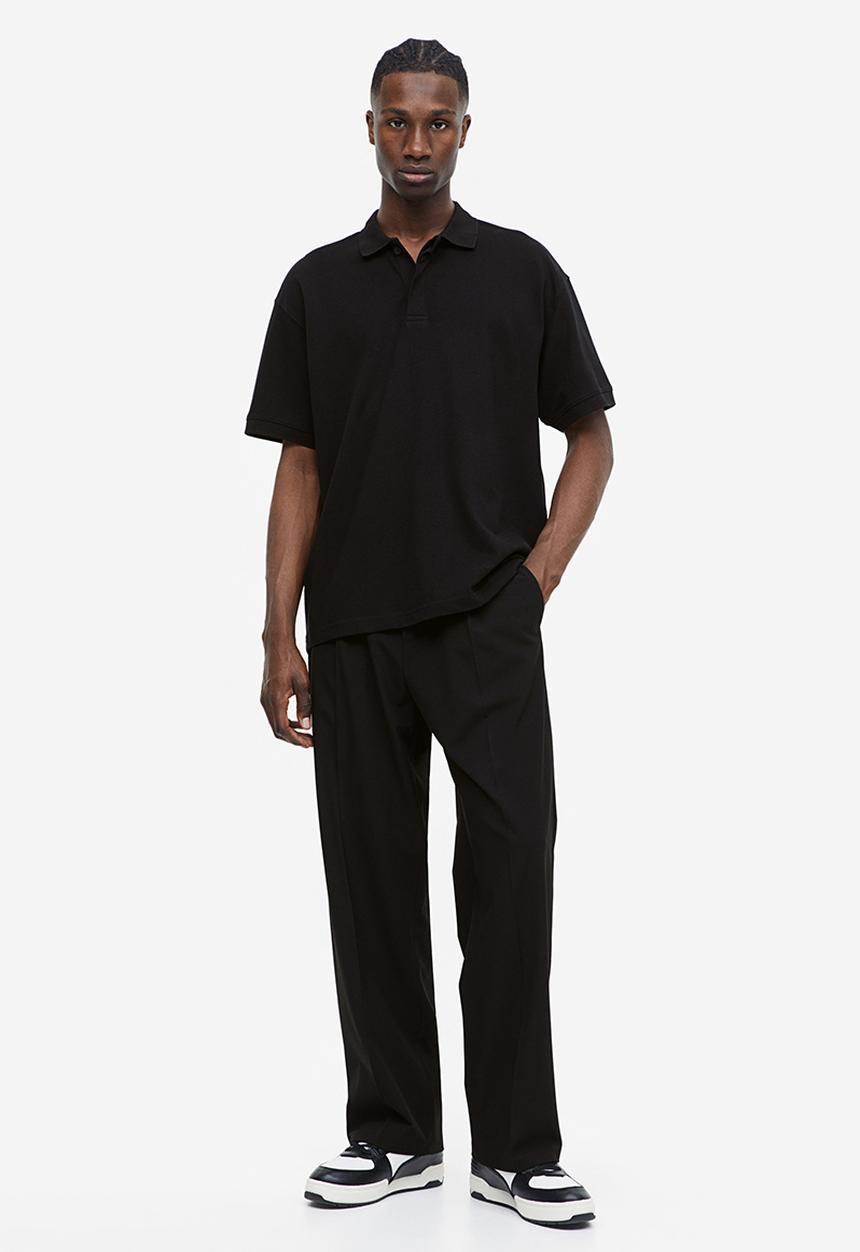 H&M - Relaxed fit piqué polo shirt - black