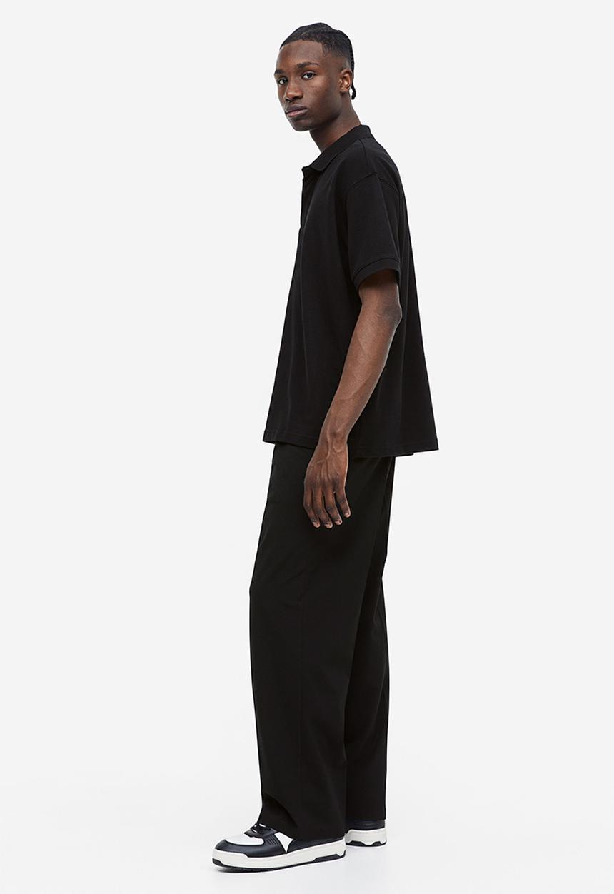 H&M - Relaxed fit piqué polo shirt - black