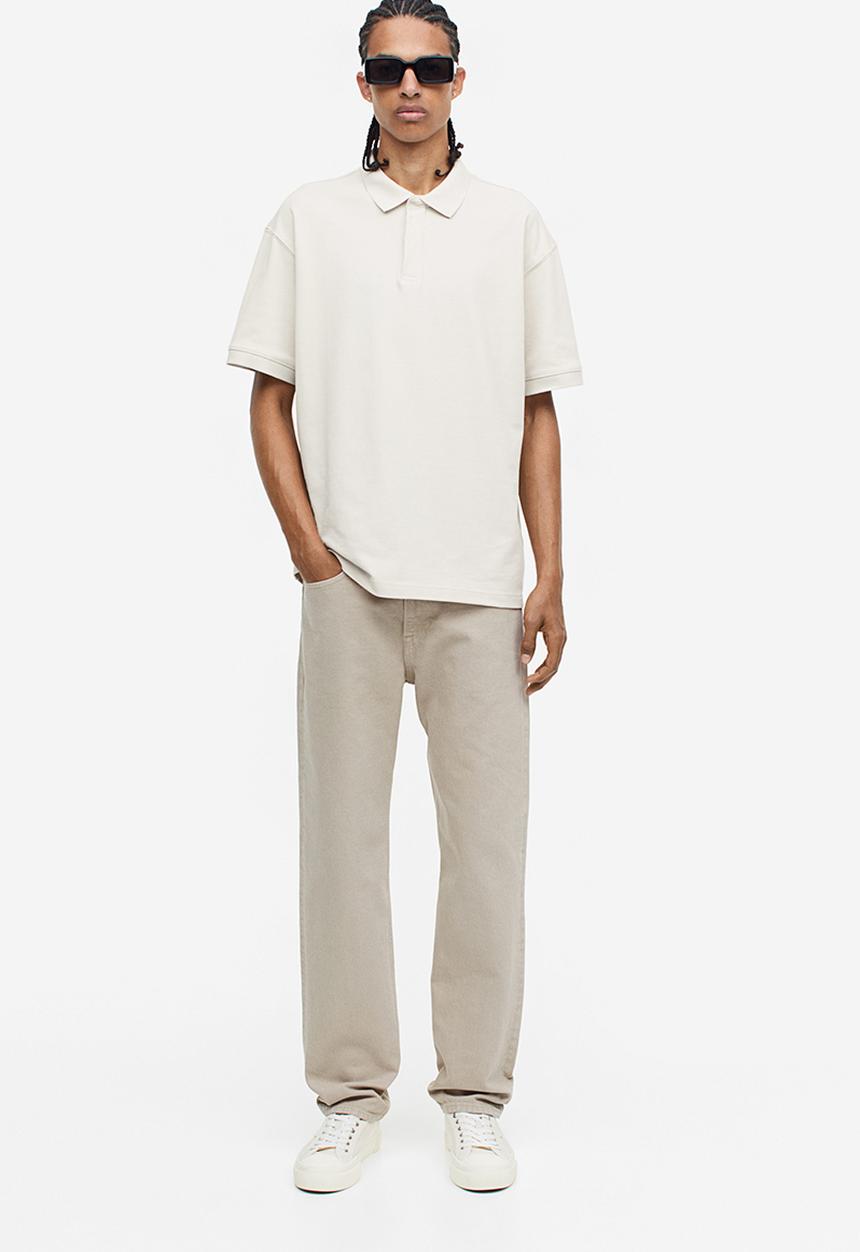 H&M - Relaxed fit piqué polo shirt - light beige 