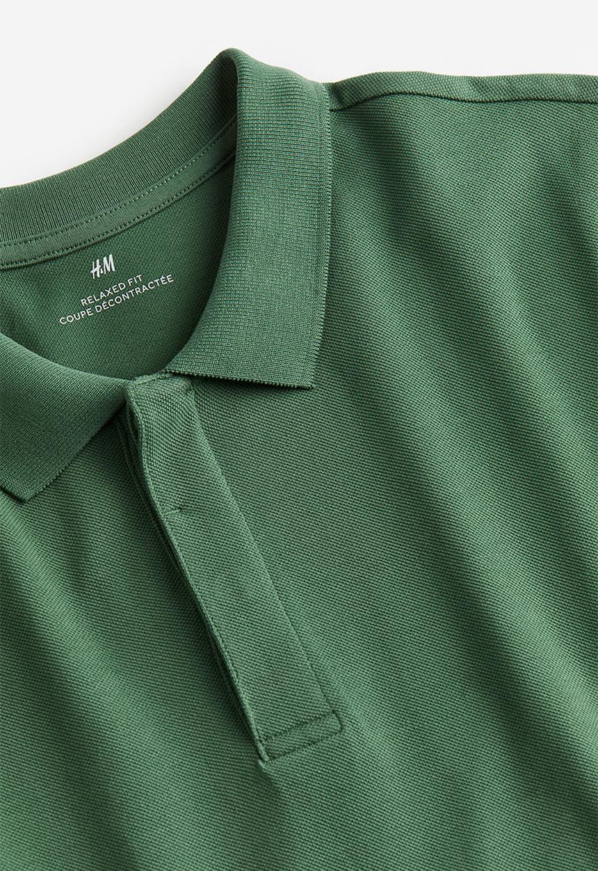H&M - Relaxed fit piqué polo shirt - dark green