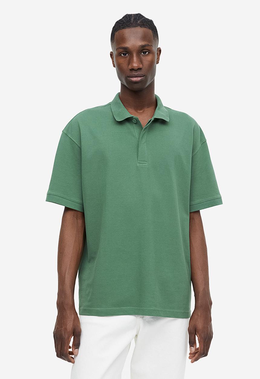 H&M - Relaxed fit piqué polo shirt - dark green