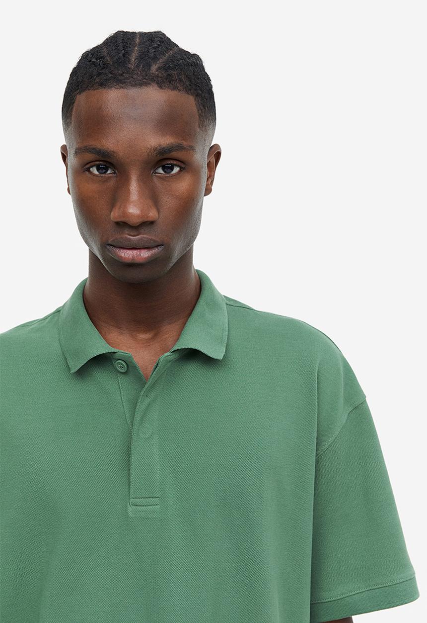 H&M - Relaxed fit piqué polo shirt - dark green