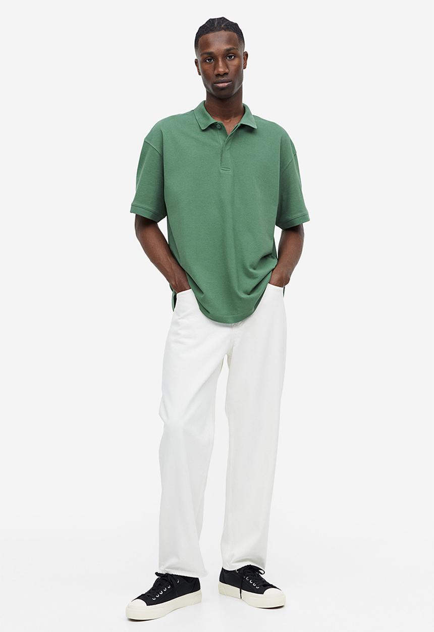 H&M - Relaxed fit piqué polo shirt - dark green
