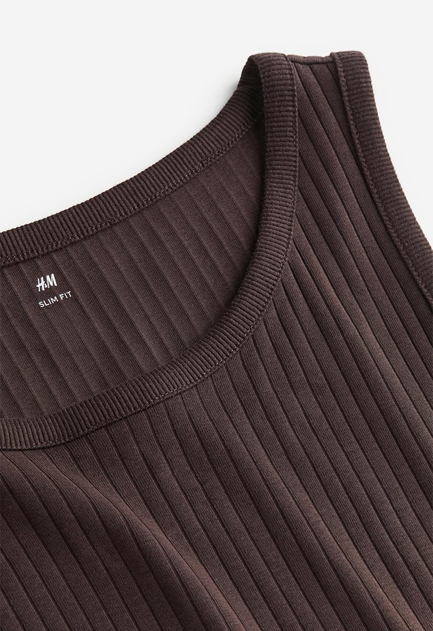 H&M - Slim fit ribbed vest top - dark brown