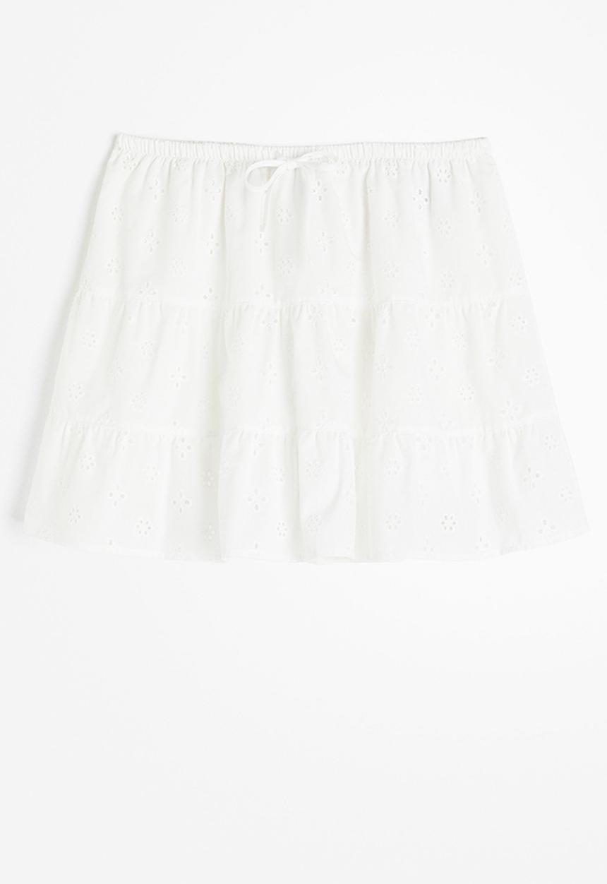 H&M - Broderie anglaise tiered skirt - white