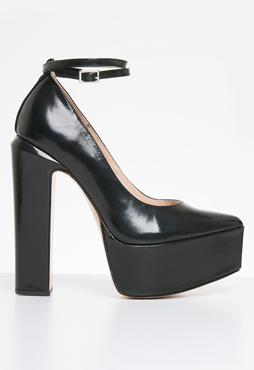 Public Desire - Jett platform ankle tie court - black