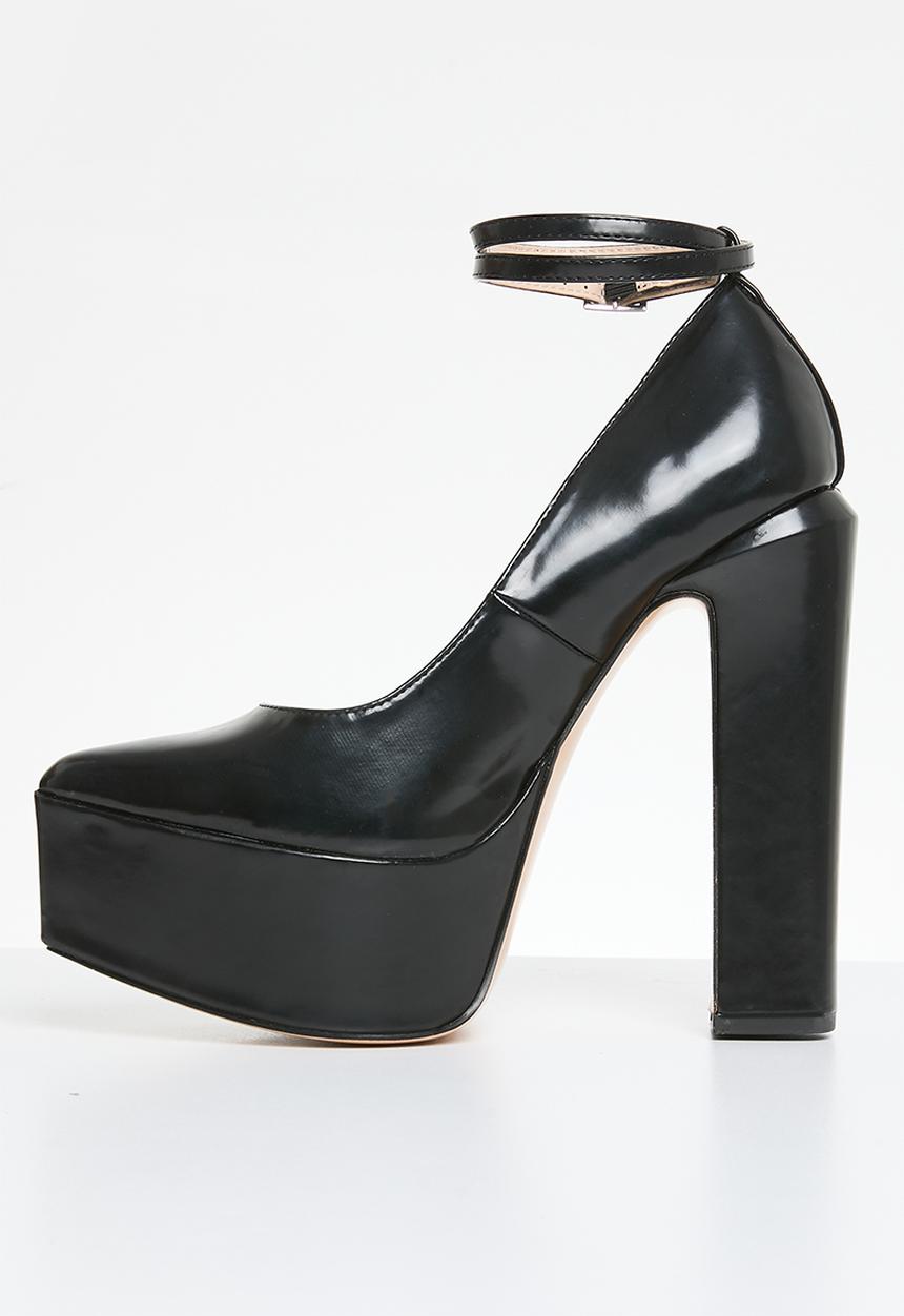 Public Desire - Jett platform ankle tie court - black
