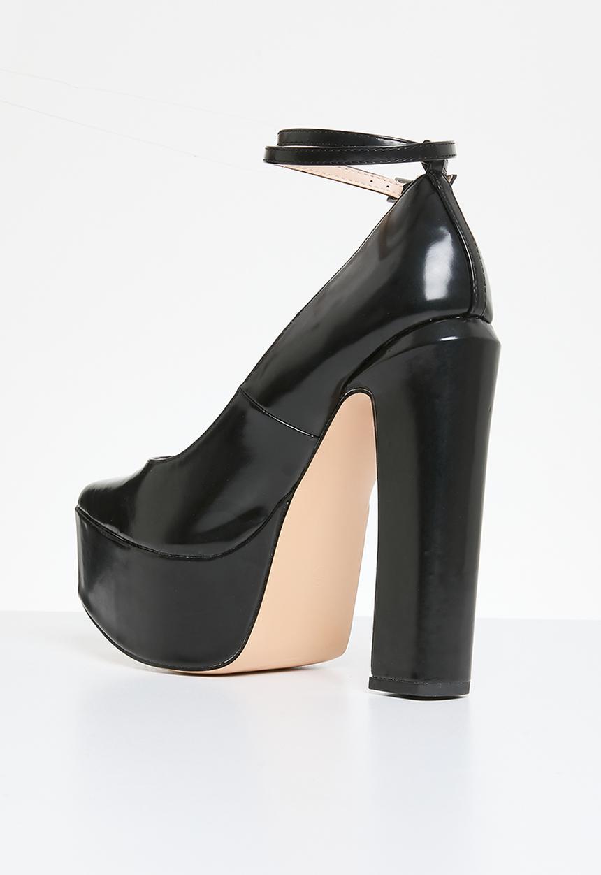 Public Desire - Jett platform ankle tie court - black