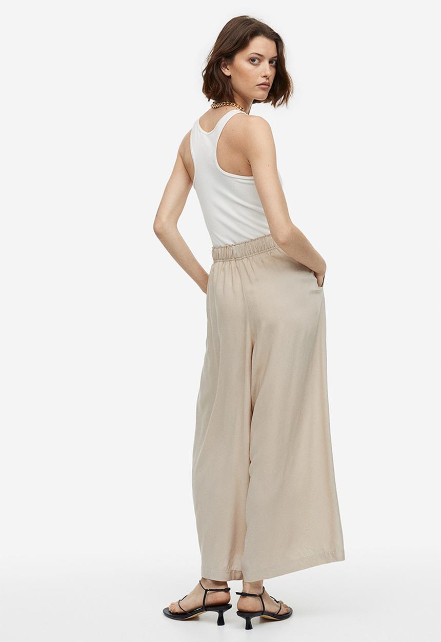 H&M - Cropped pull-on trousers - light beige