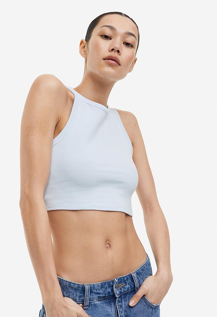 H&M - Cropped vest top - light blue 