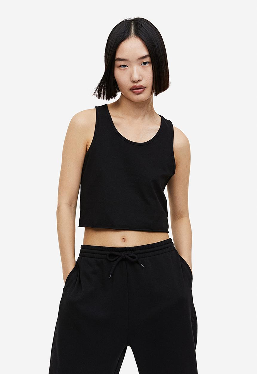 H&M - Cropped vest top - black