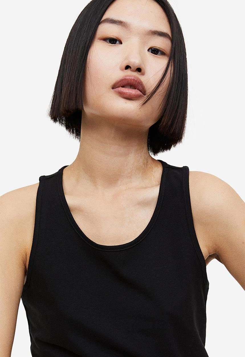 H&M - Cropped vest top - black