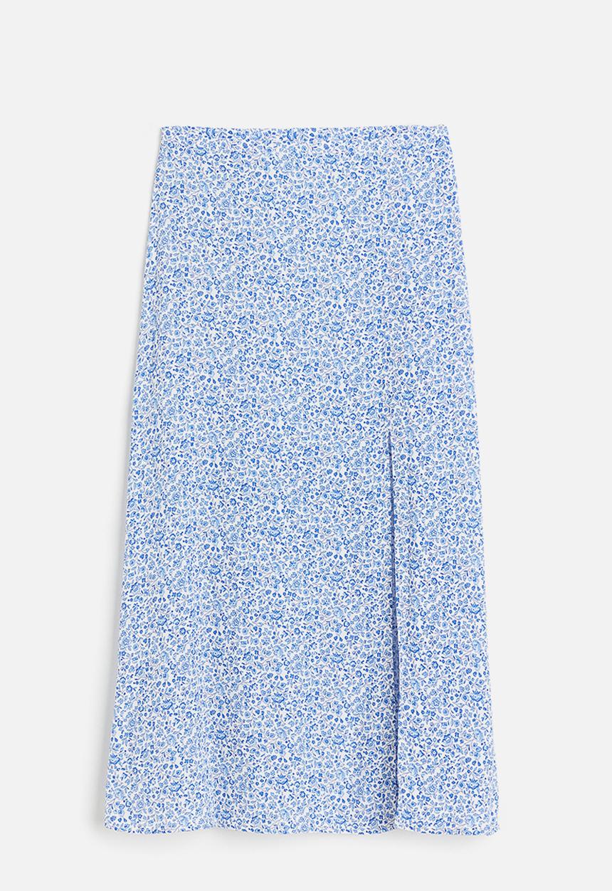 H&M - Crêpe skirt - white blue floral