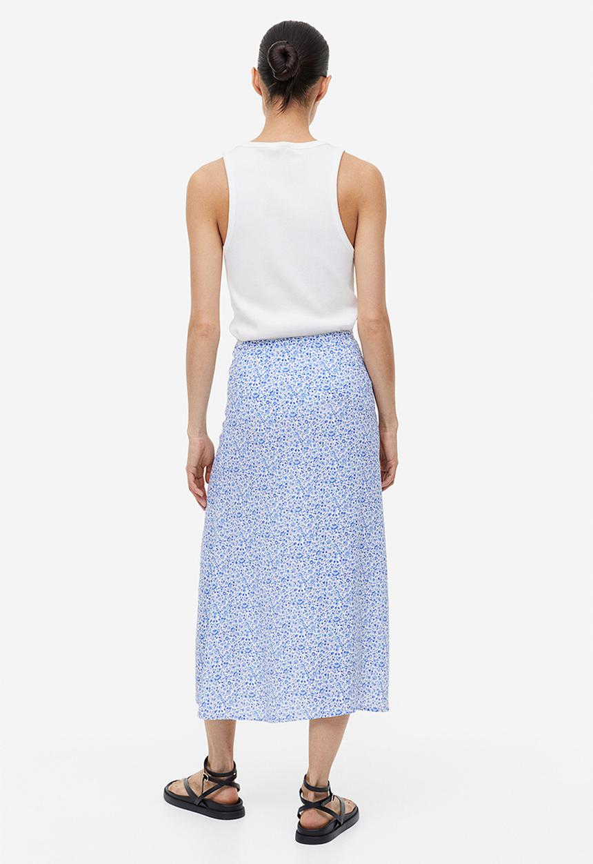 H&M - Crêpe skirt - white blue floral