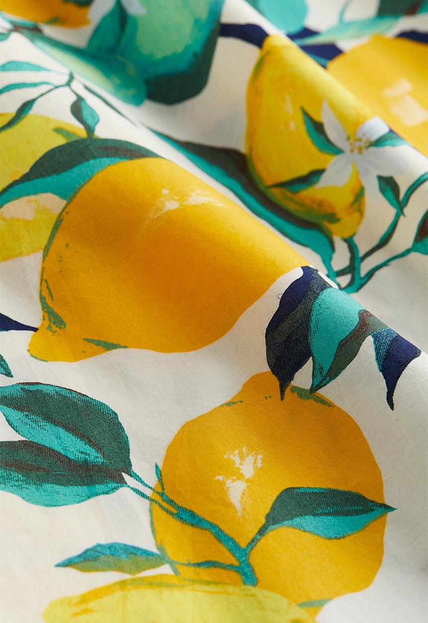 H&M - Flared skirt - white/lemons