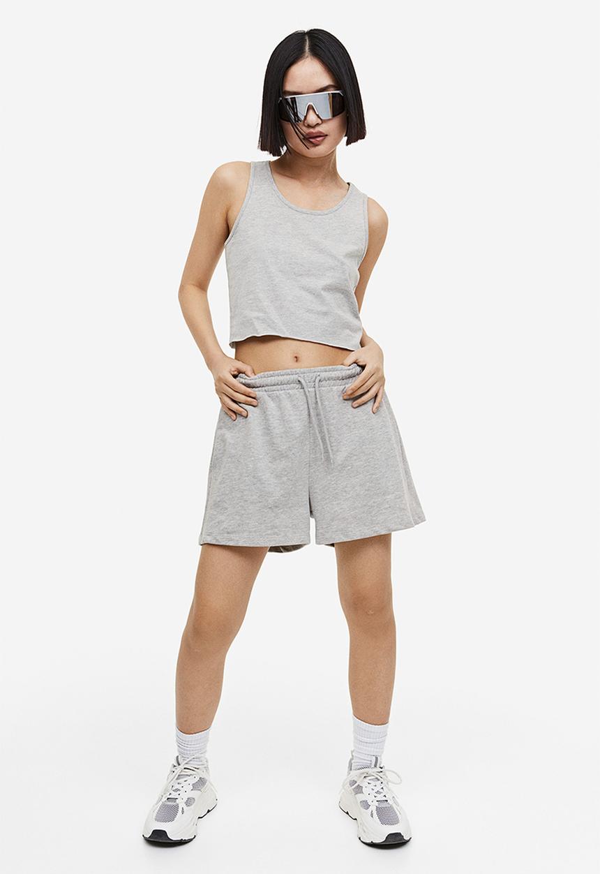 H&M - Cropped vest top - light grey marl 