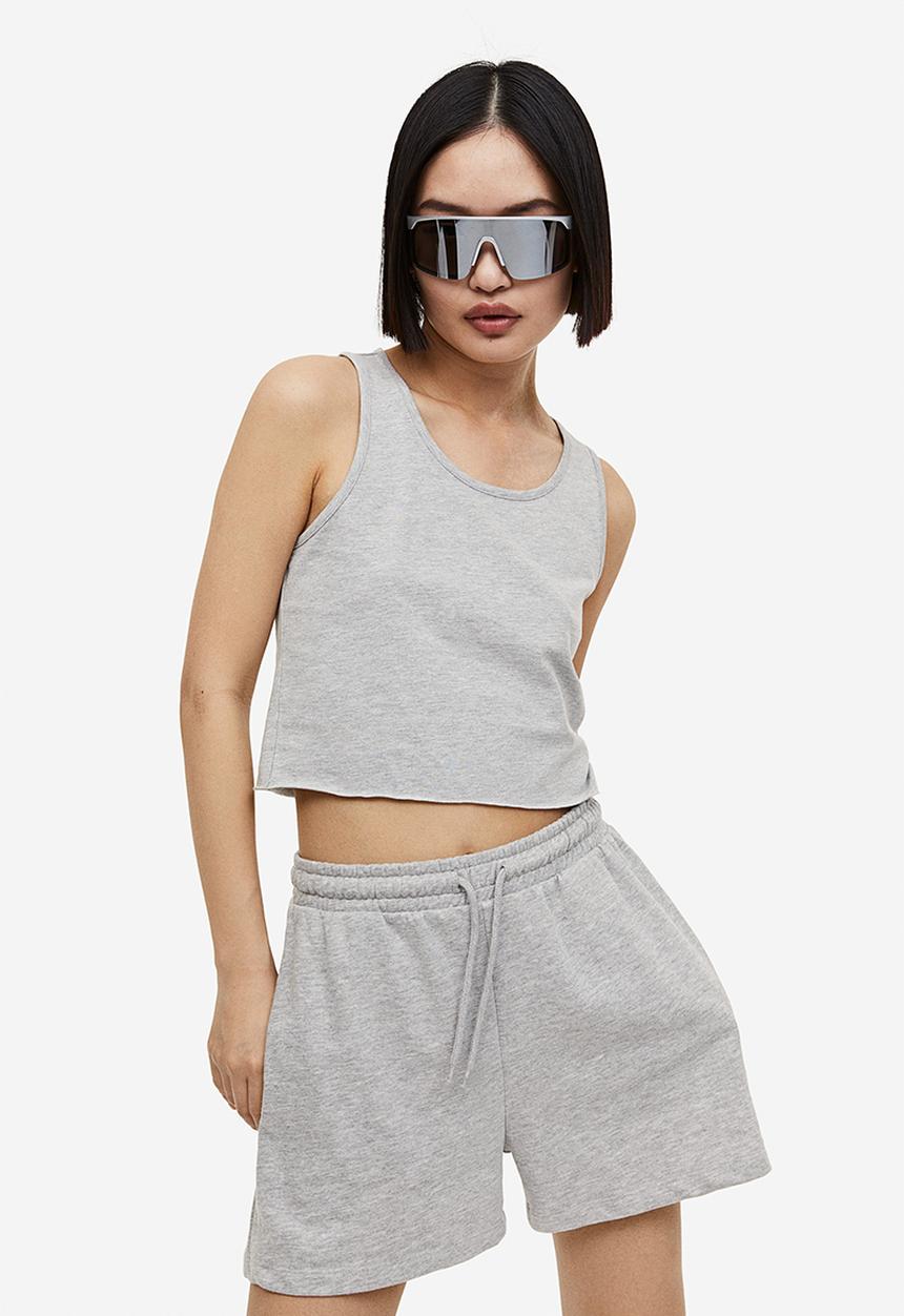 H&M - Cropped vest top - light grey marl 