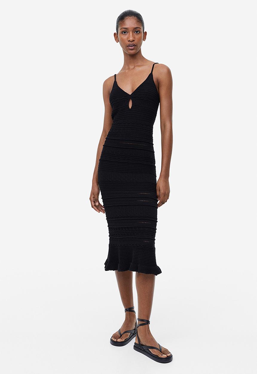 H&M - Crochet-look dress - black