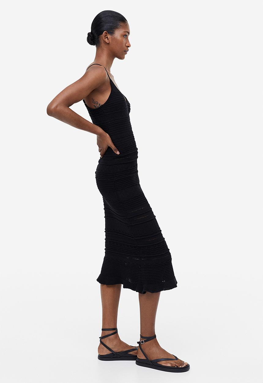 H&M - Crochet-look dress - black