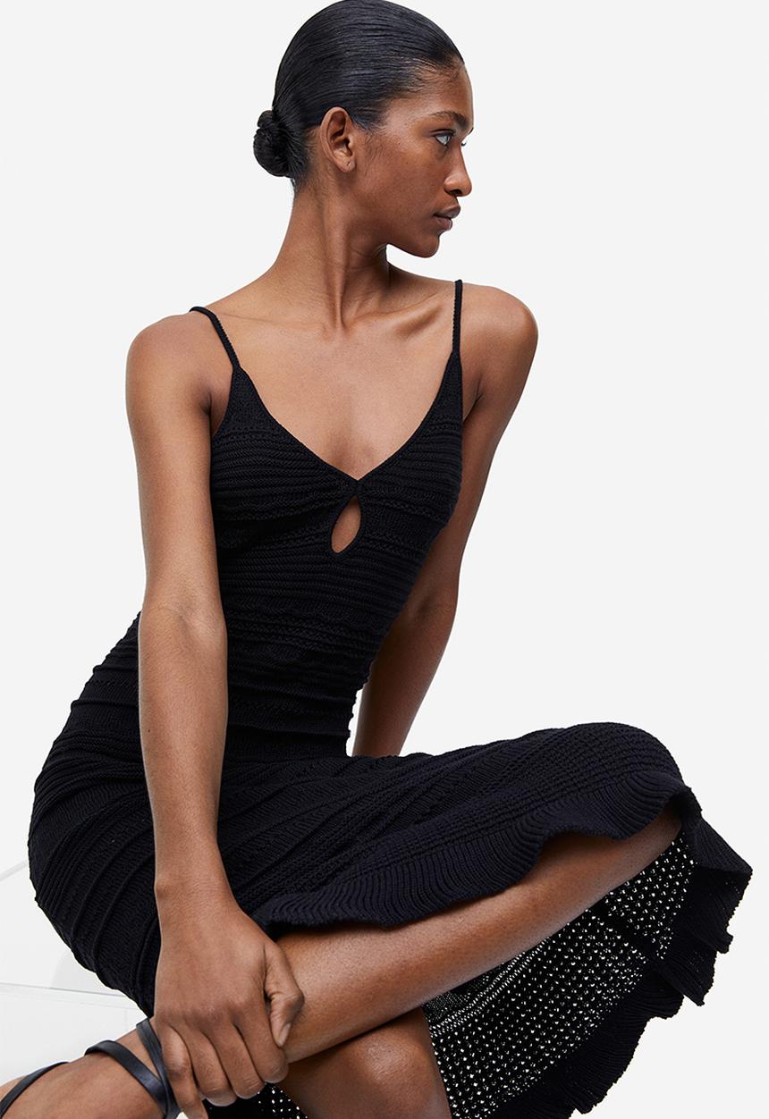 H&M - Crochet-look dress - black
