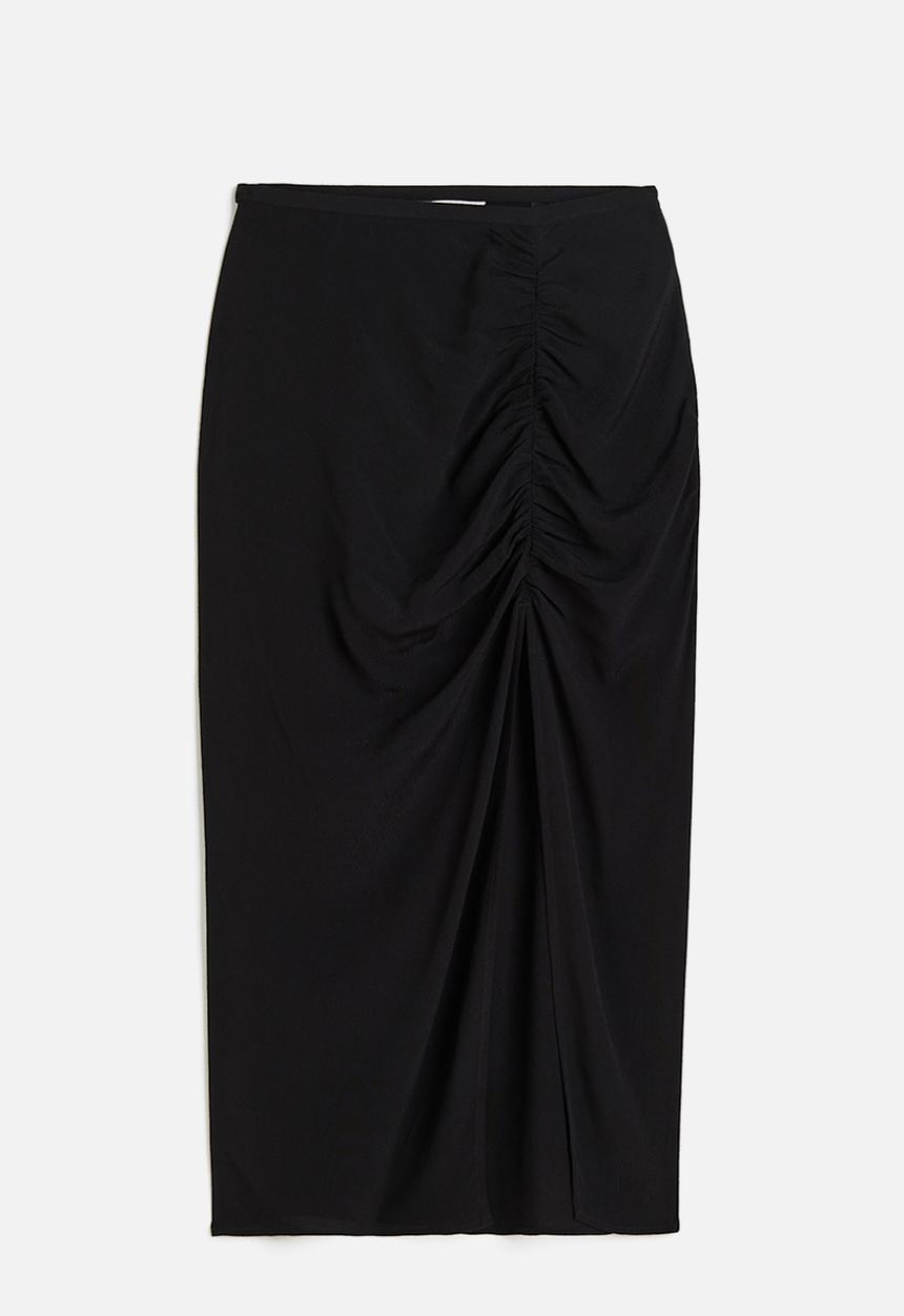 H&M - Crêpe high-slit skirt - black