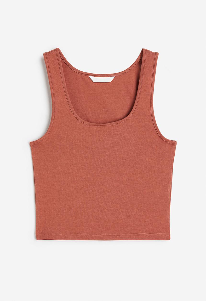 H&M - Cropped vest top - brick red