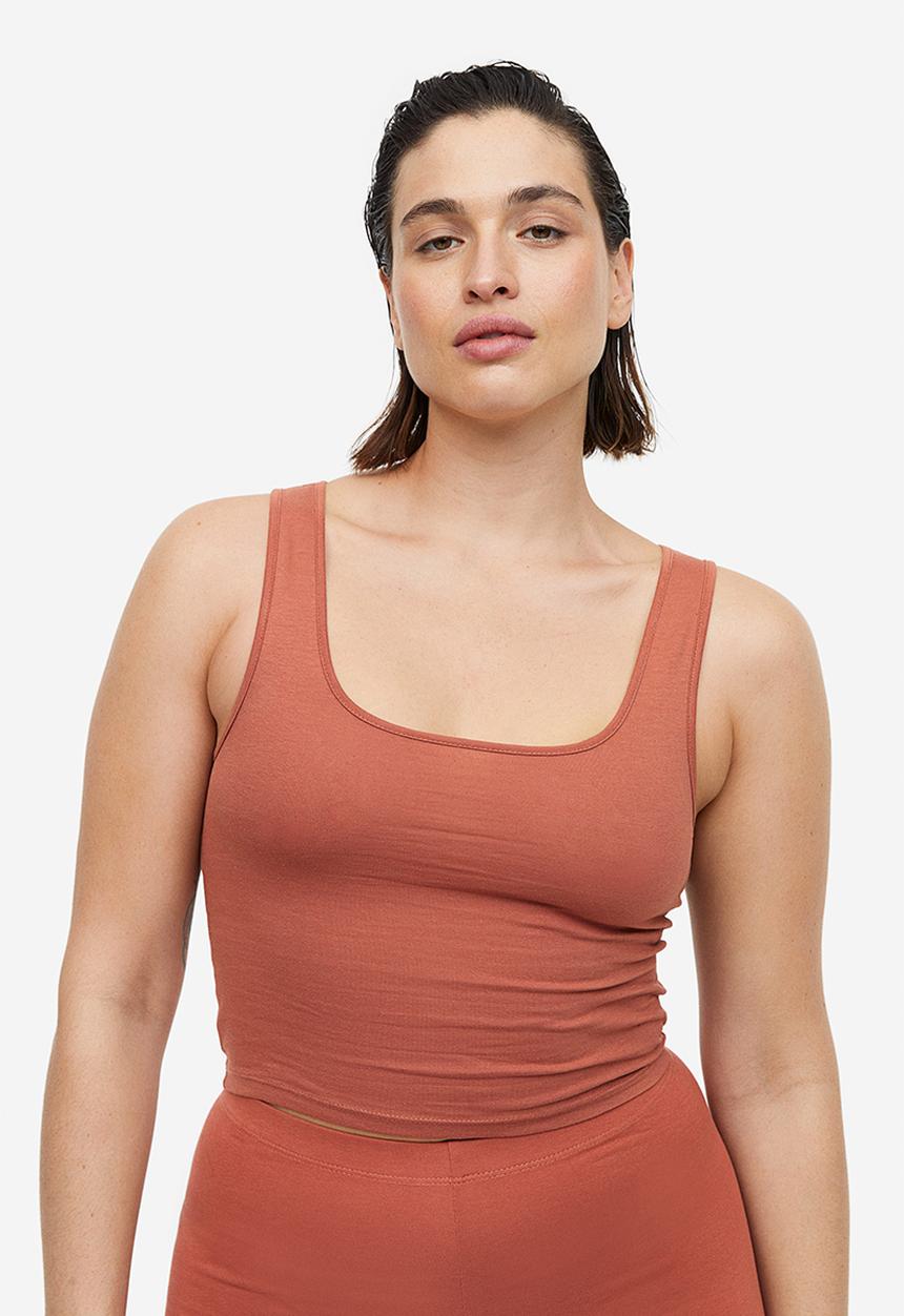 H&M - Cropped vest top - brick red