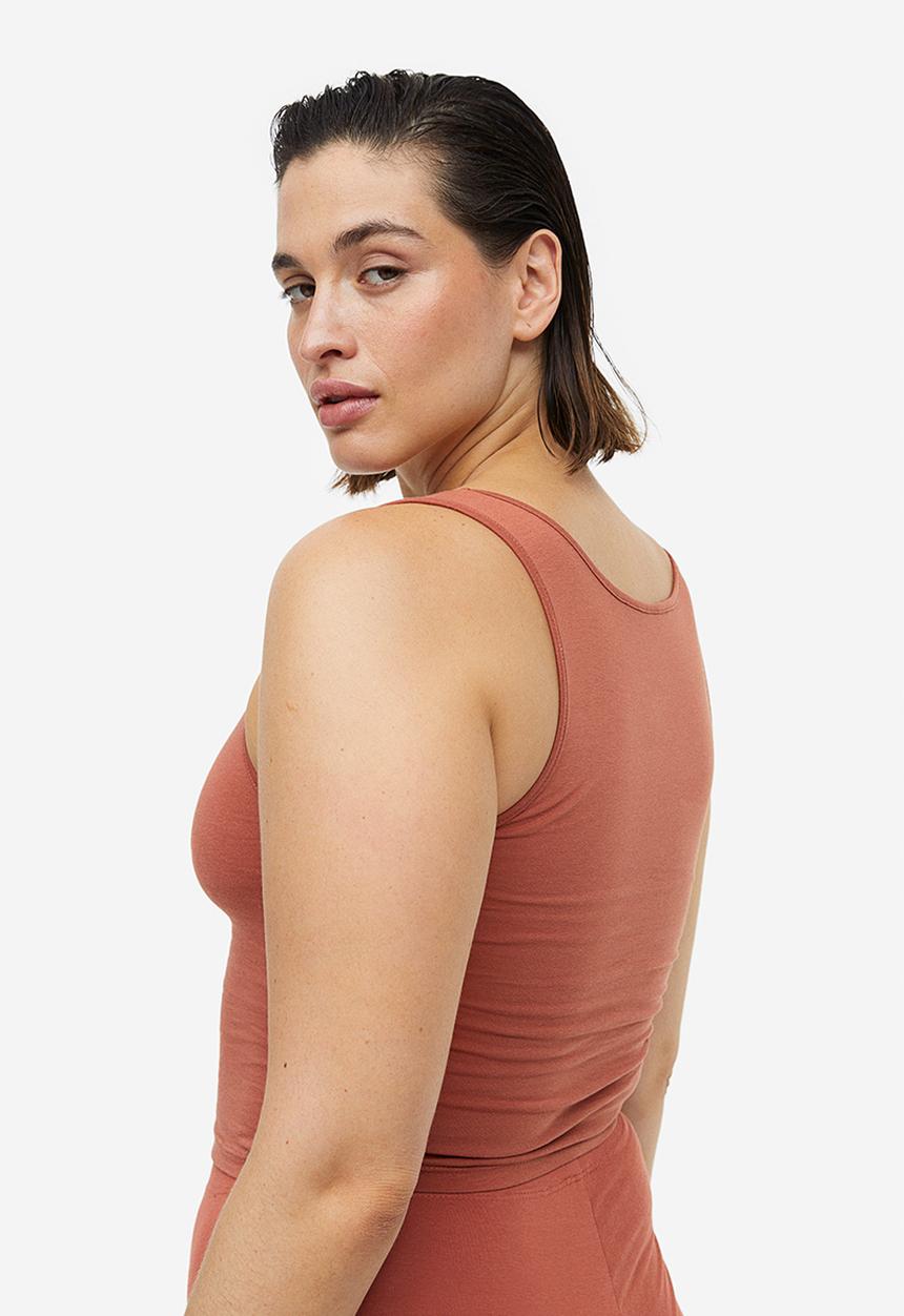 H&M - Cropped vest top - brick red