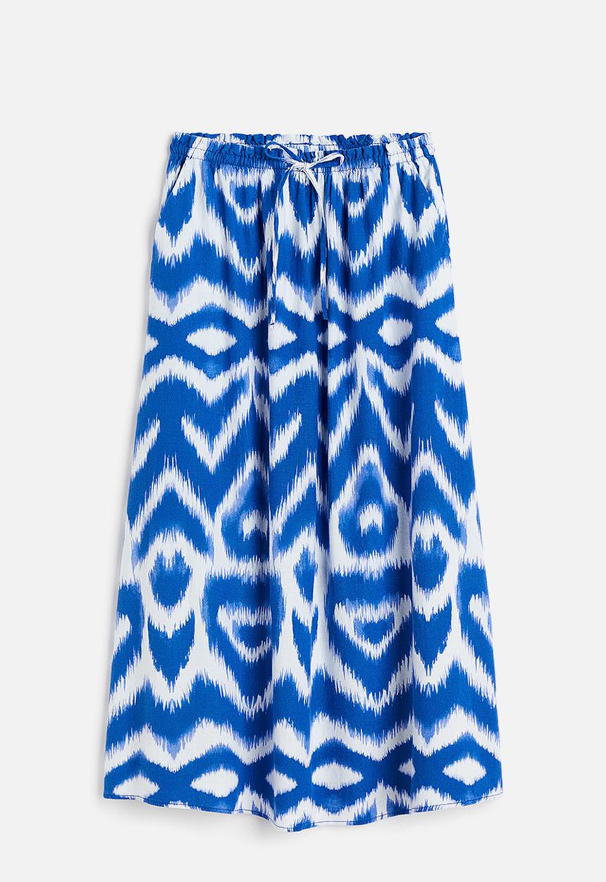 H&M - Flared skirt - bright blue/patterned