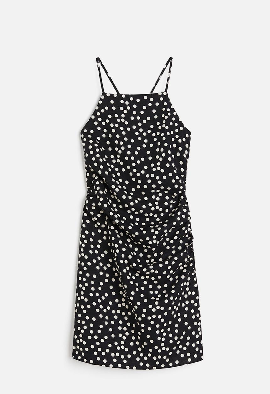 H&M - Draped dress - black spotted