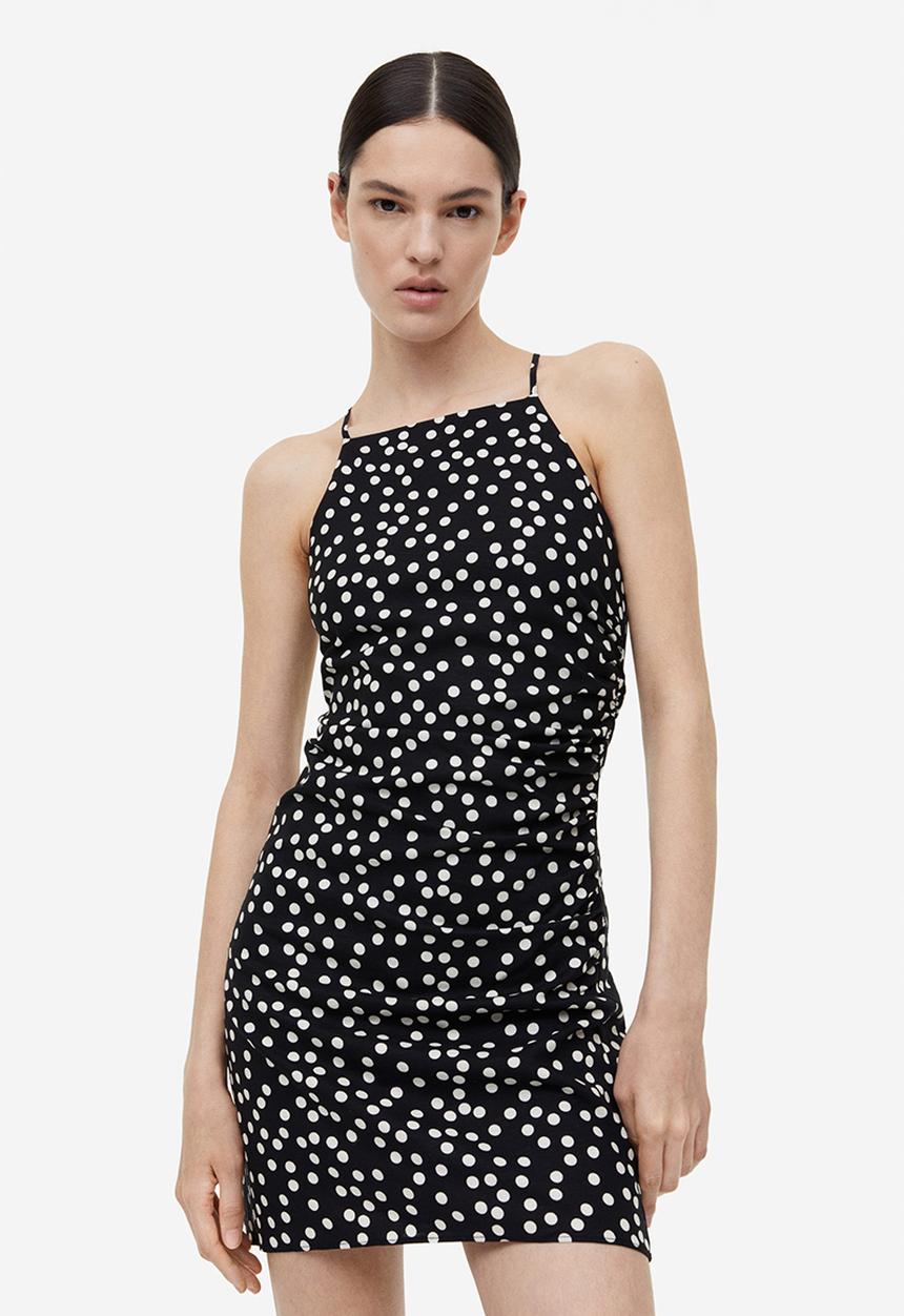 H&M - Draped dress - black spotted