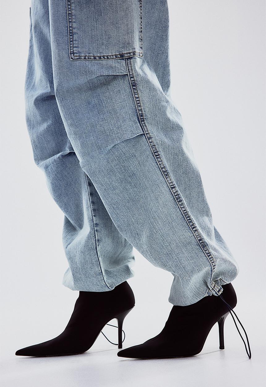 H&M - Denim parachute trousers - pale denim blue
