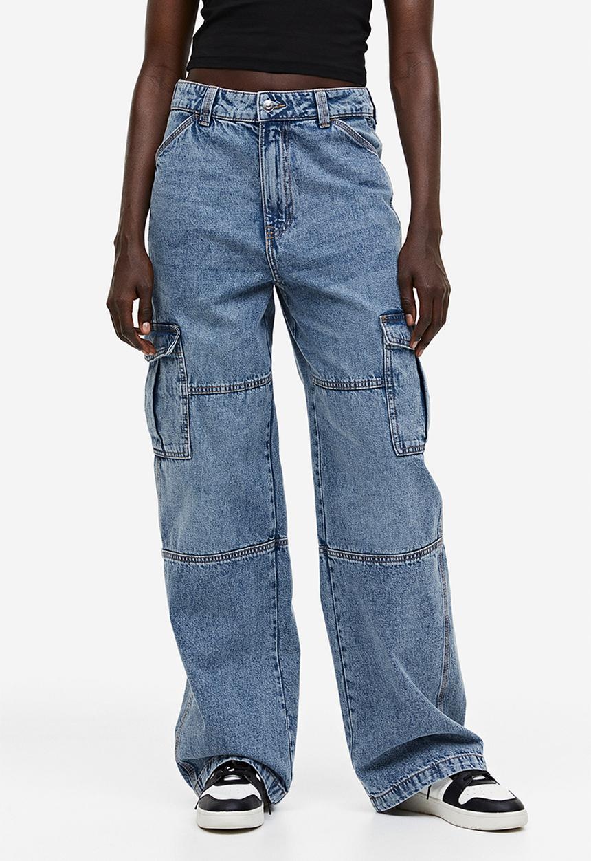 H&M - Denim cargo trousers - denim blue