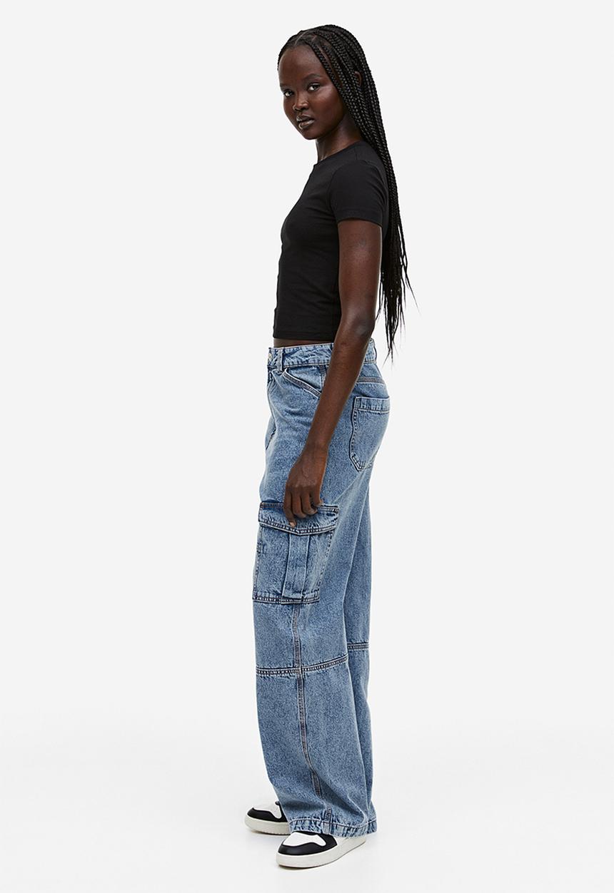 H&M - Denim cargo trousers - denim blue