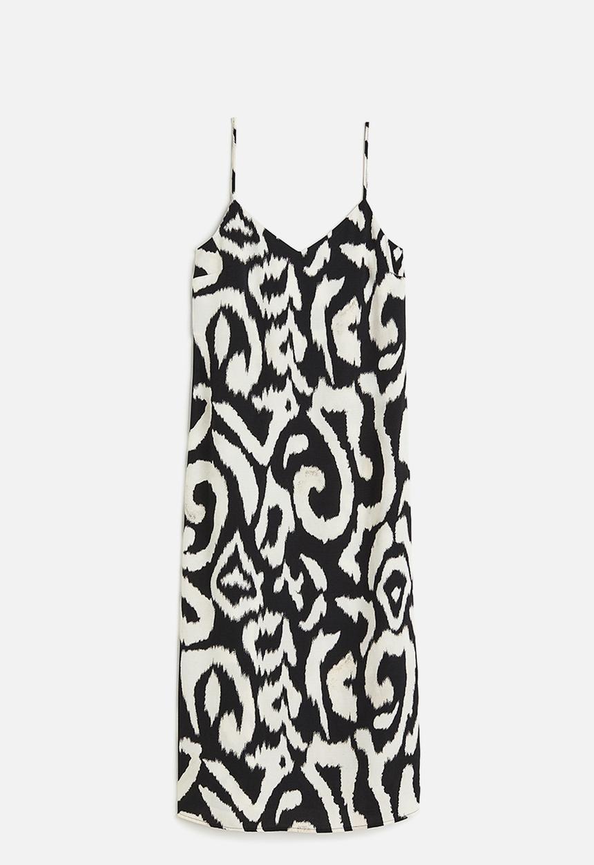 H&M - Crêpe slip dress - black patterned