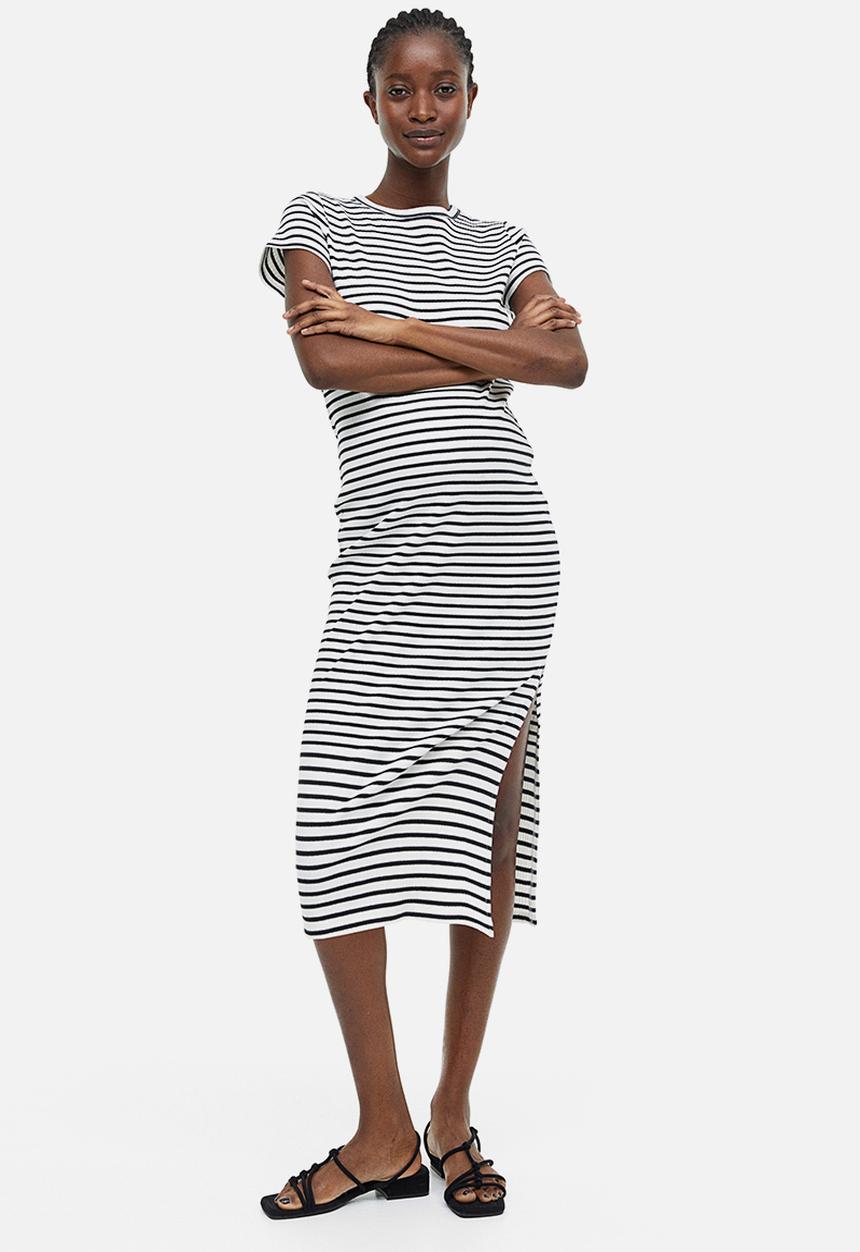 H&M - Mama ribbed dress - white/striped