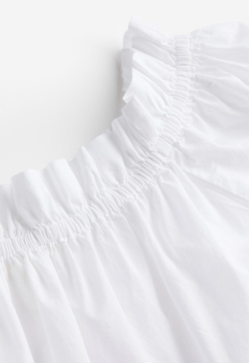 H&M - Frill-trimmed off-the-shoulder top - white